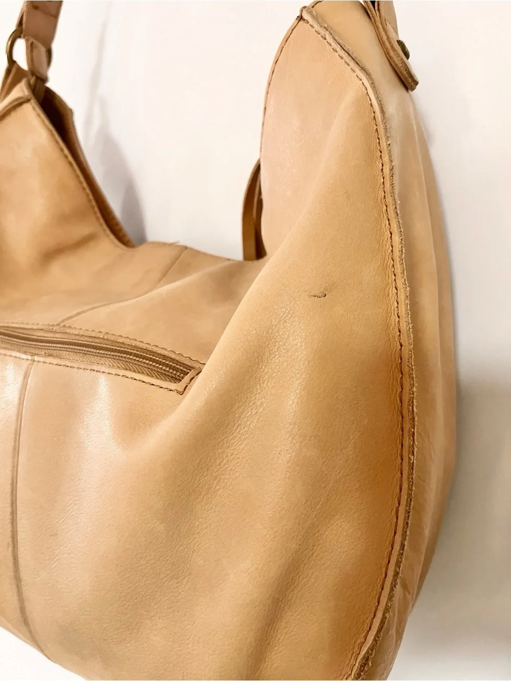 The Sak Silverlake Leather Braided Slouch Hobo Shoulder Bag Camel Tan Boho